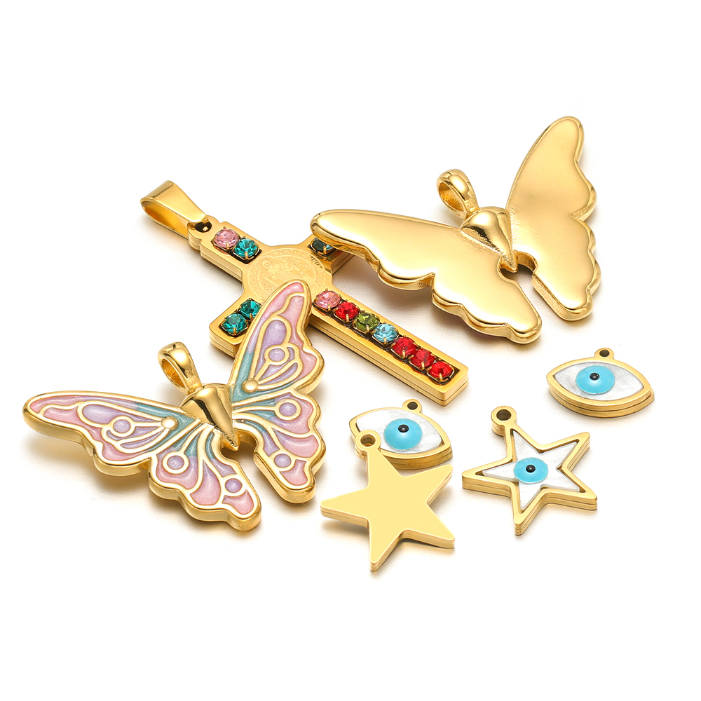 Butterfly Pendant Necklace - 5 шт./лот, нержавеющая сталь, эмаль, звезда,