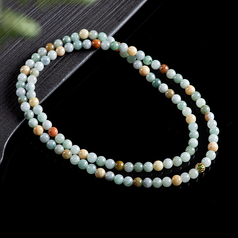 Charm Bracelet Beads - Браслет-ожерелье из бирманского жадеита: натуральные бусины,