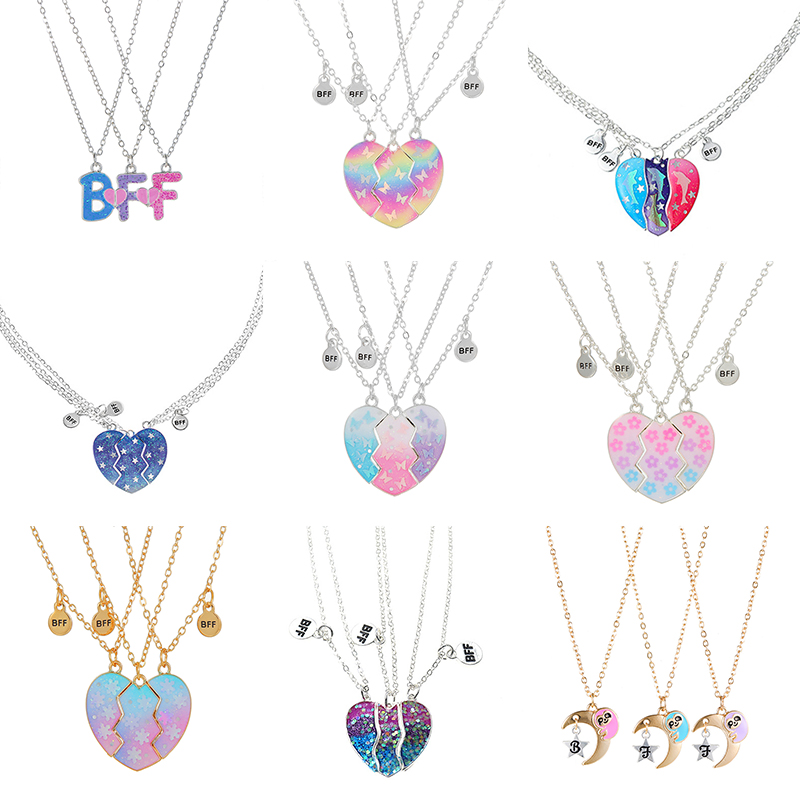 Butterfly Pendant Necklace - Qpeach, 3 упаковки, сердце, цветок, бабочка,