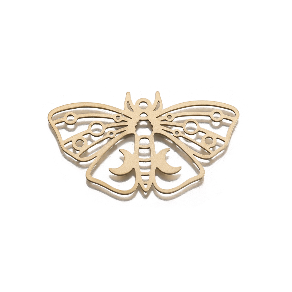 Butterfly Pendant Necklace - Необработанные латунные подвески-бабочки с Луной, подвески