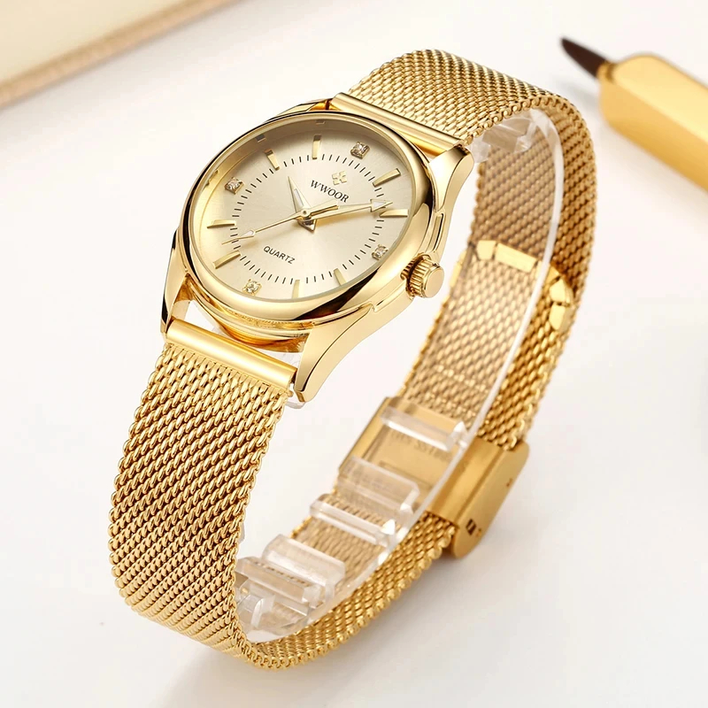 Jewelry Watches Gold - WWOOR Элитный бренд платье золотые часы