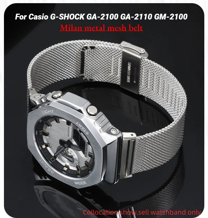 Casio Watch G-Shock Ga-2100 - Металлический сетчатый ремень Milan для часов